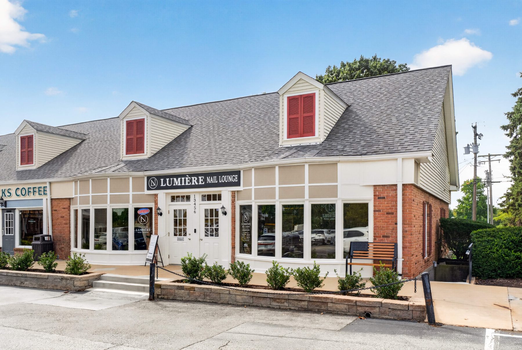 The storefront and its wraparound windows